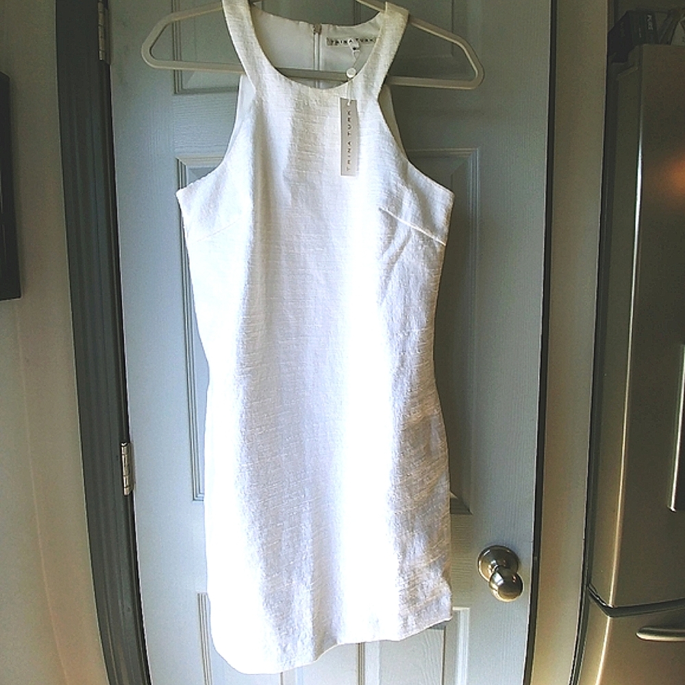 Trina Turk White Halter Mini Shift Dress with Pockets Sz 6 NWT
